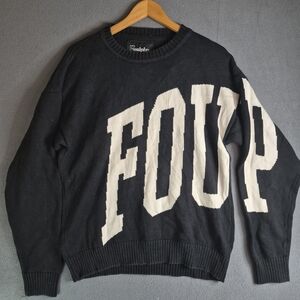 Foulplay Logo Black Crewneck Sweater Black  Oversized Streetwear Size Large